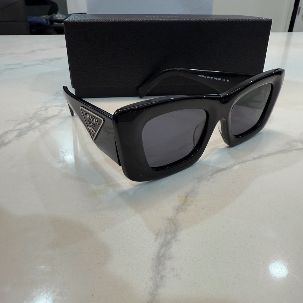 Men Prada Sunglasses Black And Silver